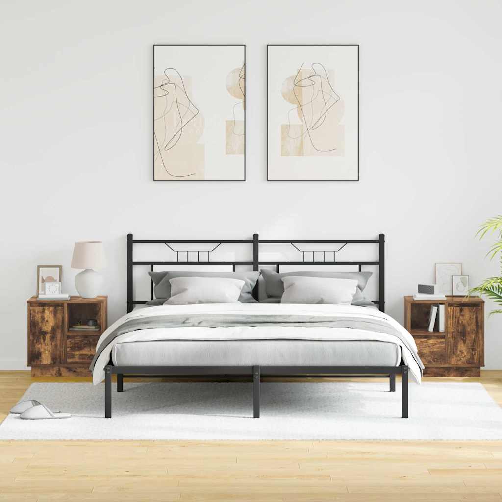 Nattbordskap 2 pcs Røkt eik 50 x 34,5 x 50 cm. Konstruert tre