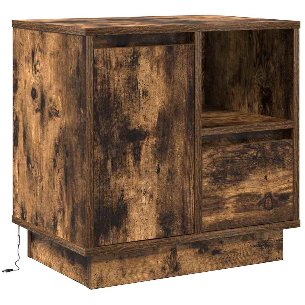Nattbordskap 2 pcs Røkt eik 50 x 34,5 x 50 cm. Konstruert tre