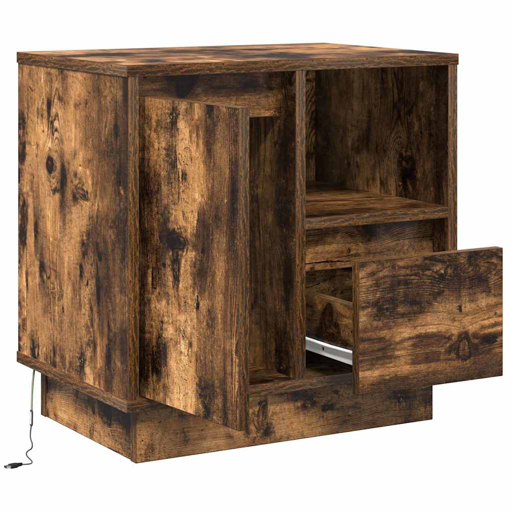 Nattbordskap 2 pcs Røkt eik 50 x 34,5 x 50 cm. Konstruert tre