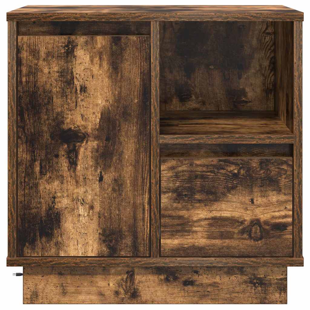 Nattbordskap 2 pcs Røkt eik 50 x 34,5 x 50 cm. Konstruert tre
