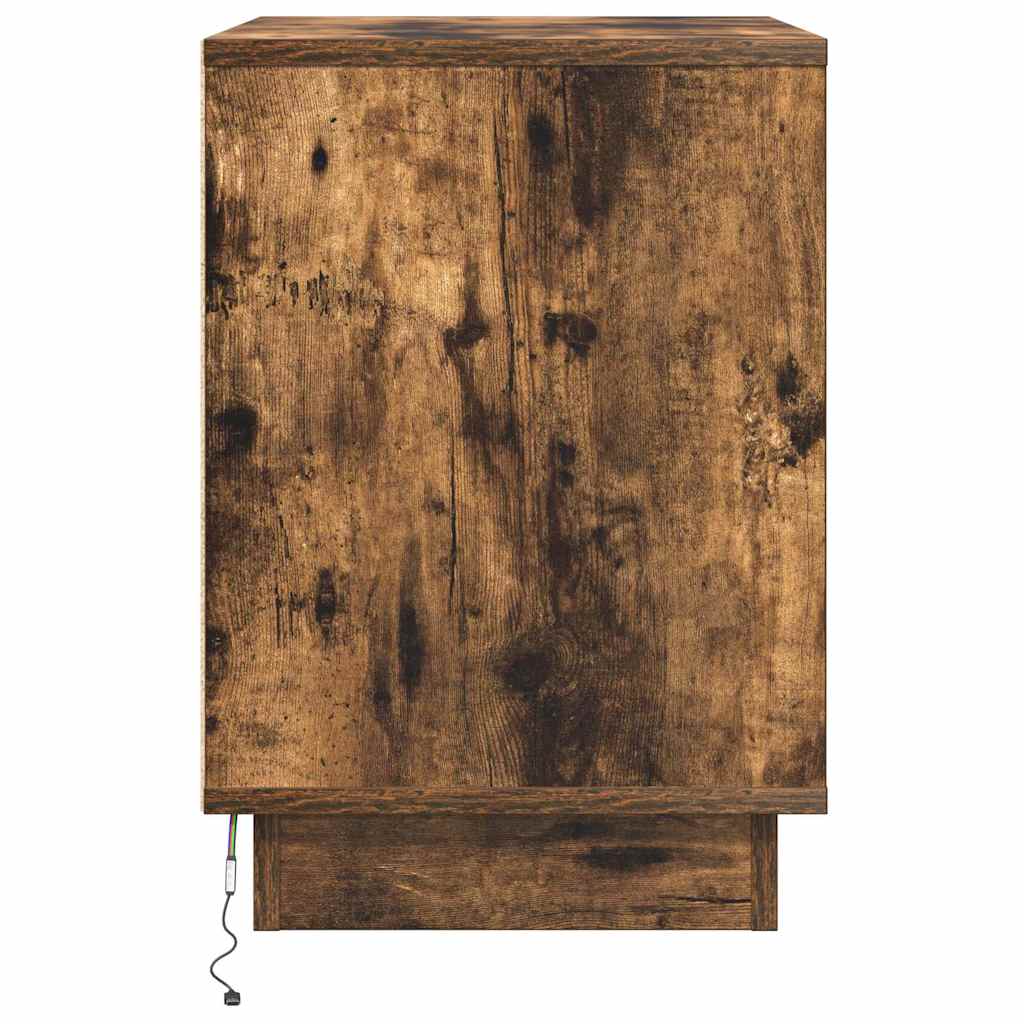 Nattbordskap 2 pcs Røkt eik 50 x 34,5 x 50 cm. Konstruert tre