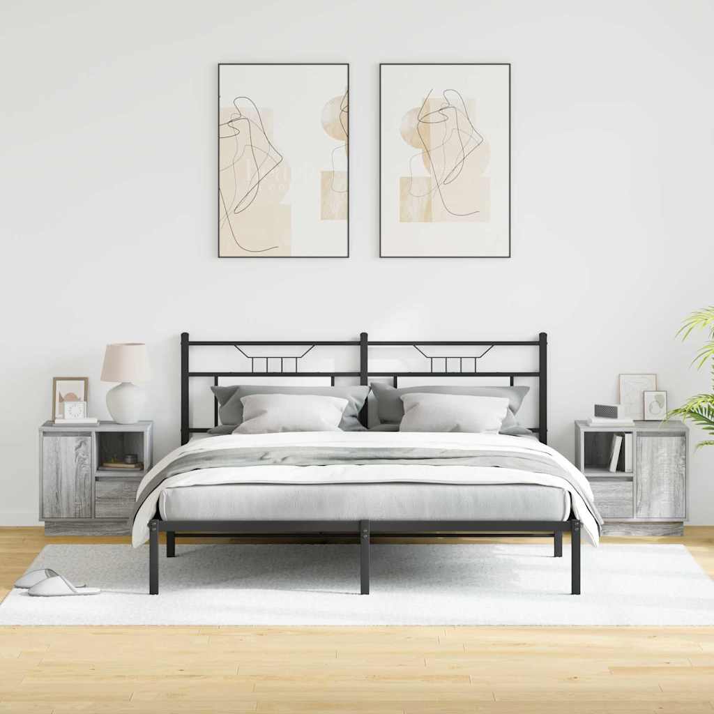 Nattbordskap 2 pcs Grå 50 x 34,5 x 50 cm. Konstruert tre