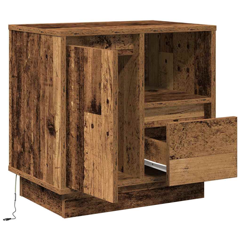 Nattbordskap med skuff 2 pcs Gammelt tre 50 x 34,5 x 50 cm.