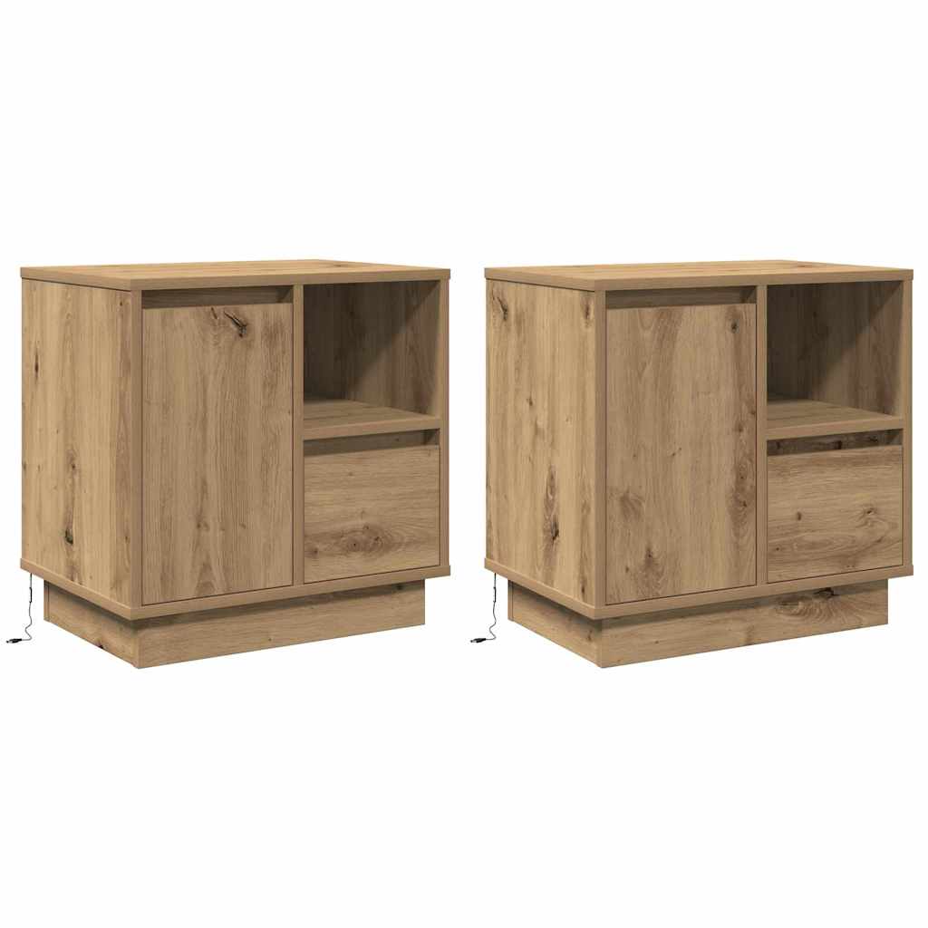 Nattbordskap med skuff 2 pcs Artisan Eik 50 x 34,5 x 50 cm.