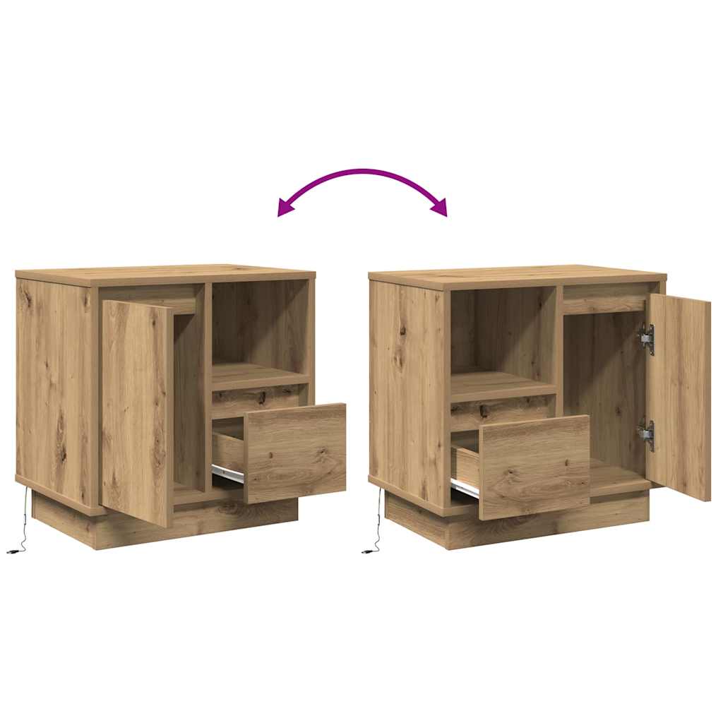 Nattbordskap med skuff 2 pcs Artisan Eik 50 x 34,5 x 50 cm.