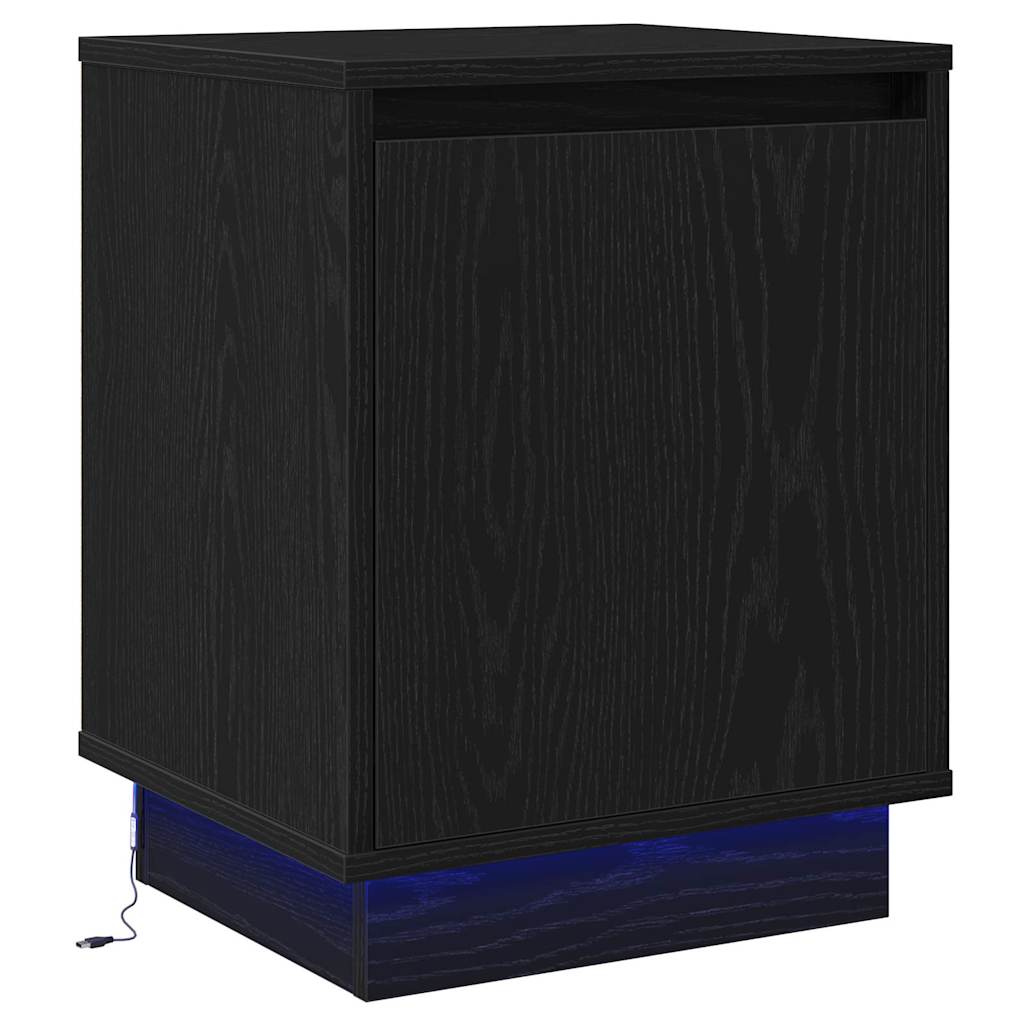 Nattbordskap Svart Eik 39 x 34,5 x 50 cm Konstruert tre