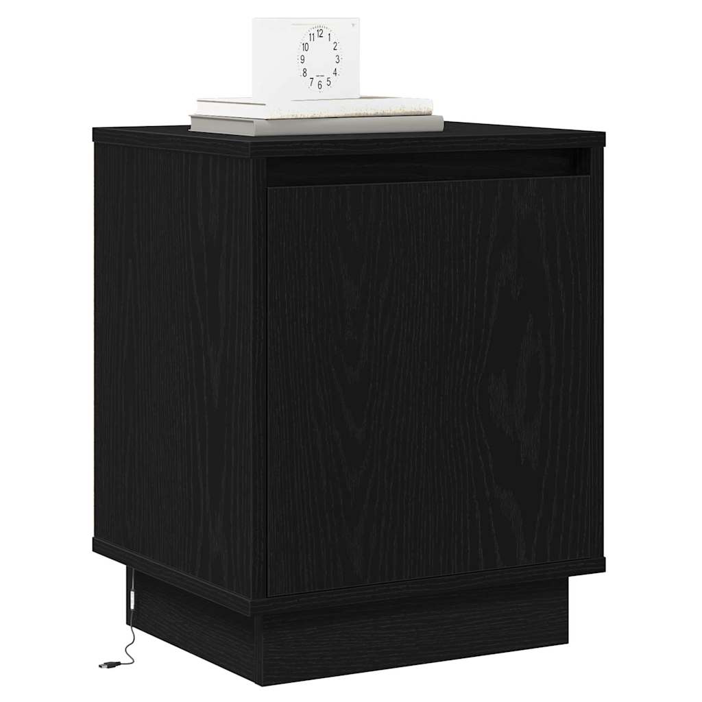 Nattbordskap 2 pcs Svart Eik 39 x 34,5 x 50 cm Konstruert tre