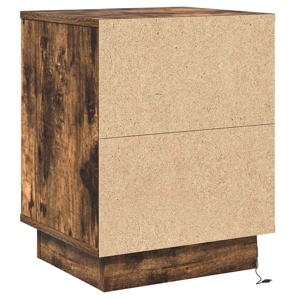 Nattbordskap 2 pcs Røkt eik 39 x 34.5 x 50 cm Konstruert tre