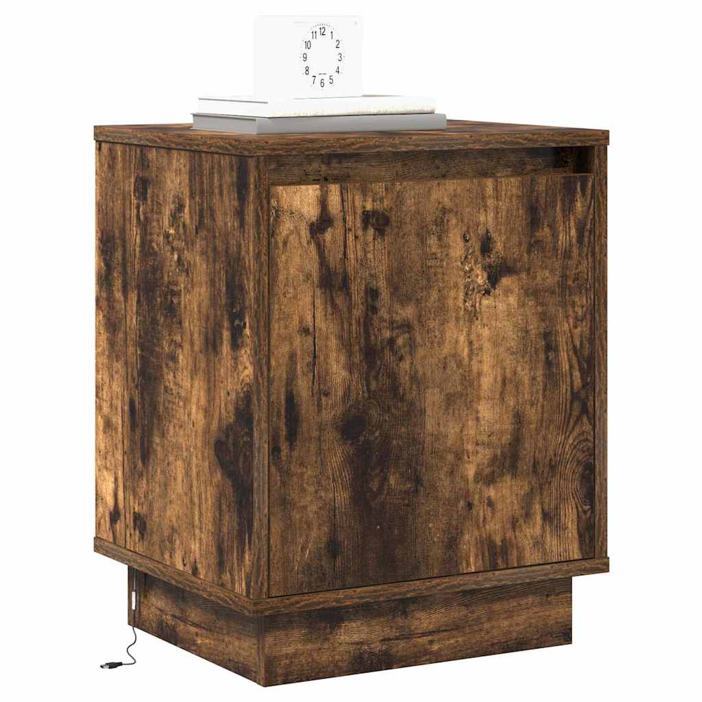 Nattbordskap 2 pcs Røkt eik 39 x 34.5 x 50 cm Konstruert tre