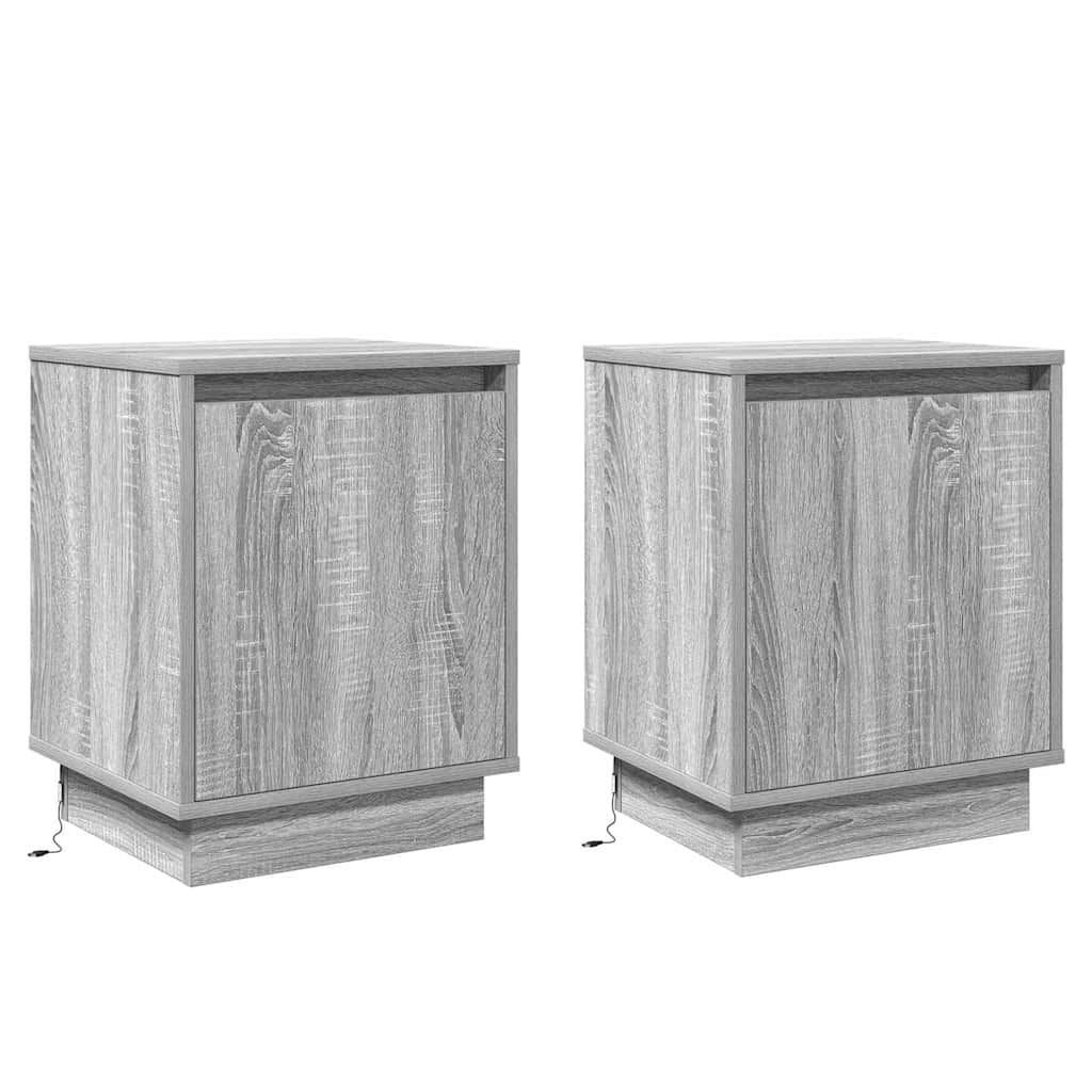 Nattbordskap 2 pcs Grå 39 x 34,5 x 50 cm Konstruert tre
