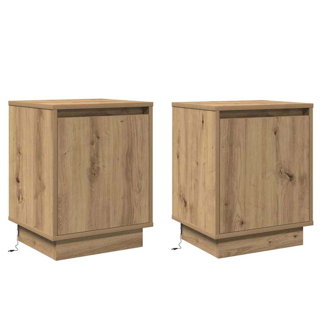 Nattbordskap 2 pcs Artisan Eik 39 x 34,5 x 50 cm Konstruert tre