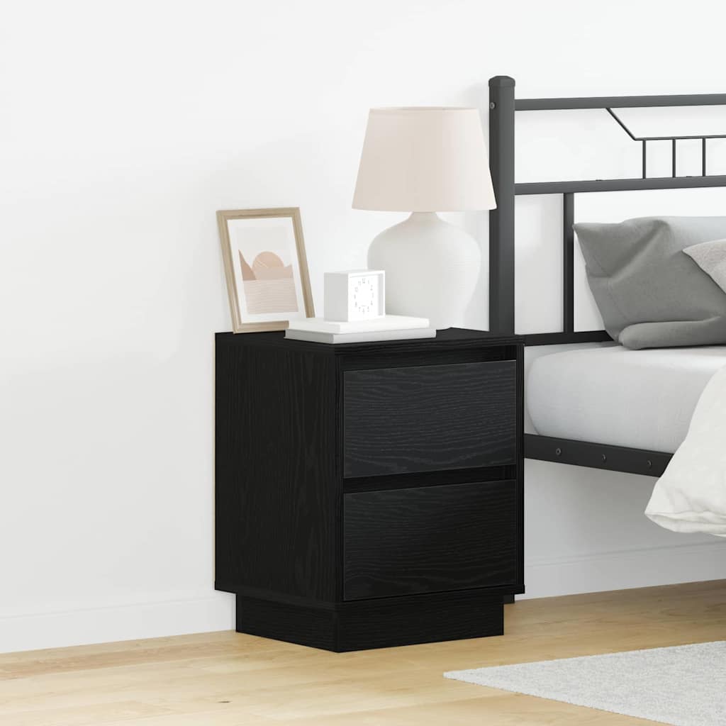 Nattbordskap Svart Eik 39 x 34,5 x 50 cm Konstruert tre