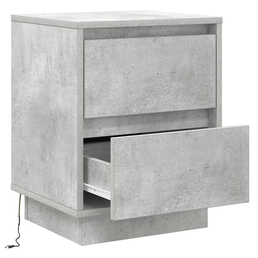 Nattbordskap 2 pcs Betonggrå 39 x 34,5 x 50 cm Konstruert tre