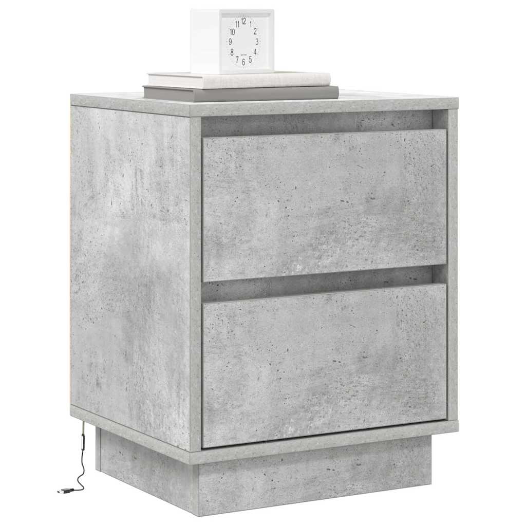Nattbordskap 2 pcs Betonggrå 39 x 34,5 x 50 cm Konstruert tre
