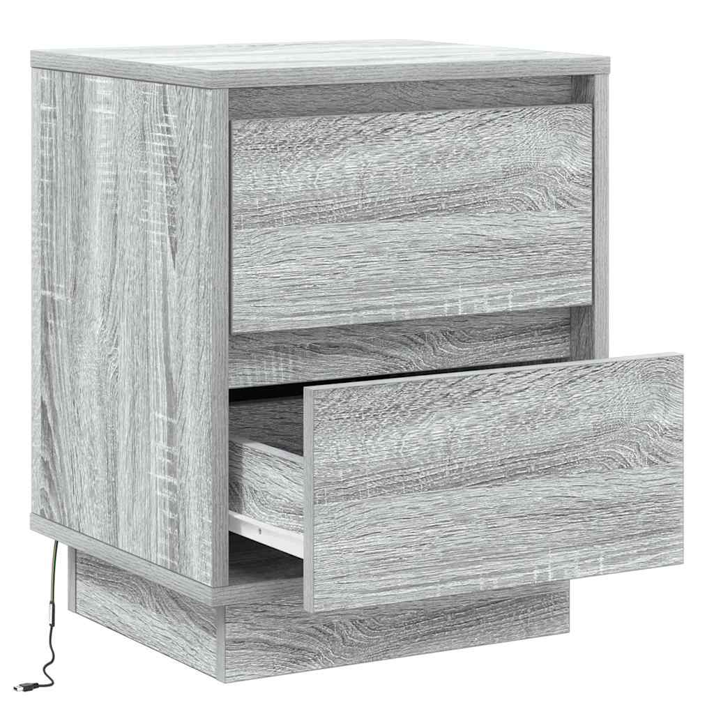 Nattbordskap 2 pcs Grå 39 x 34,5 x 50 cm Konstruert tre