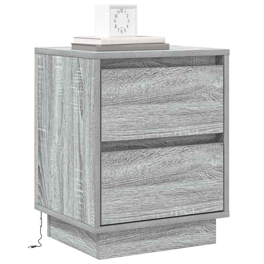 Nattbordskap 2 pcs Grå 39 x 34,5 x 50 cm Konstruert tre