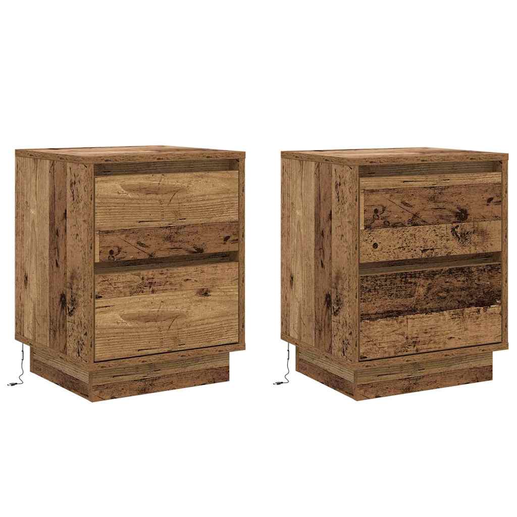 Nattbordskap 2 pcs Gammelt tre 39 x 34,5 x 50 cm Konstruert tre