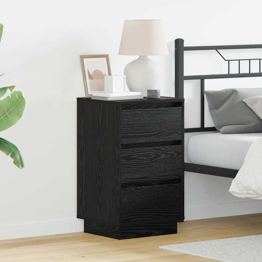 Nattbordskap Svart Eik 39 x 34,5 x 65 cm Konstruert tre