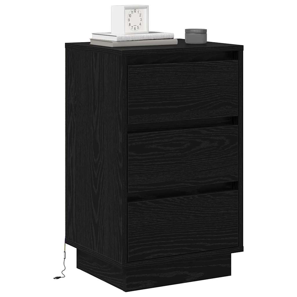 Nattbordskap Svart Eik 39 x 34,5 x 65 cm Konstruert tre