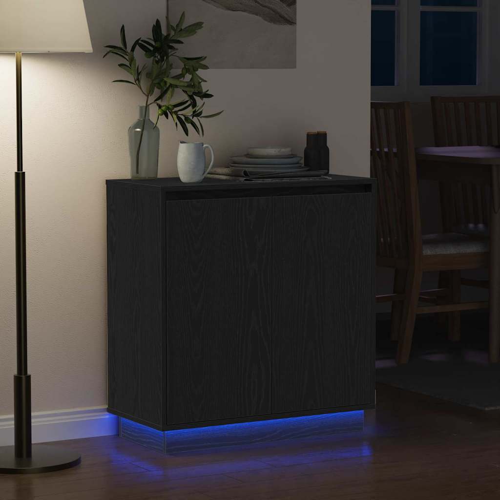 Sidebord med hylle Svart Eik 71 x 34,5 x 75 cm Konstruert tre