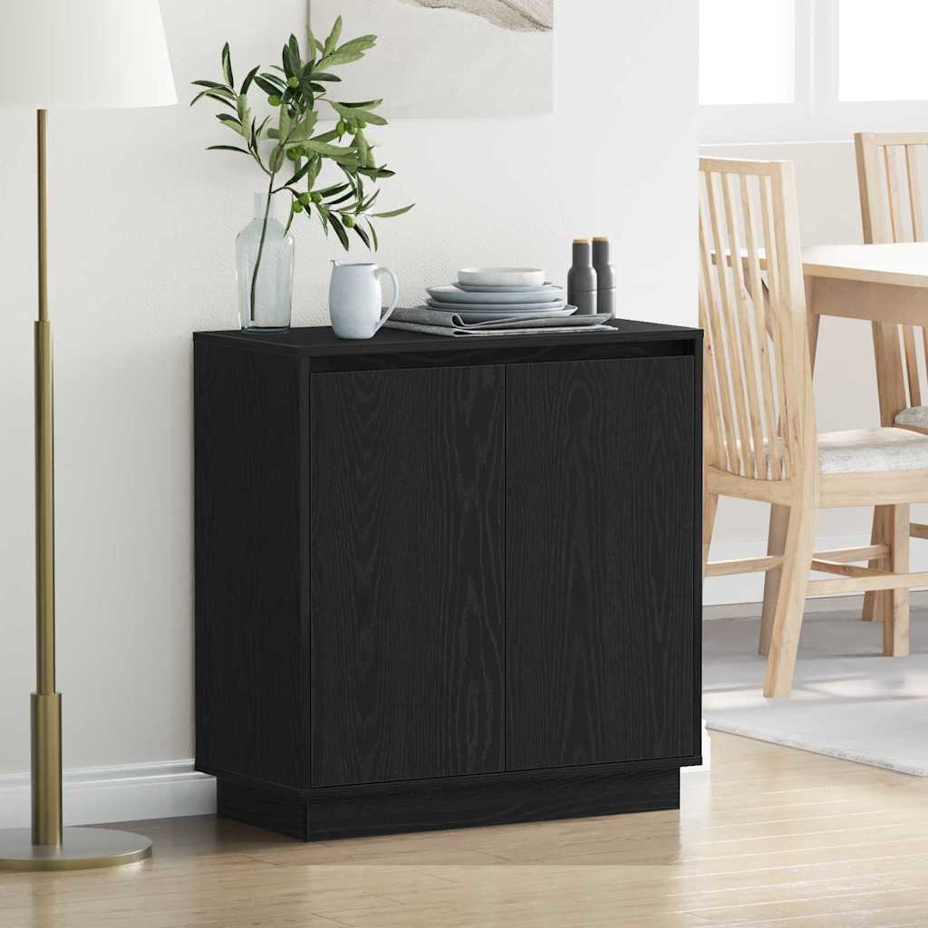Sidebord med hylle Svart Eik 71 x 34,5 x 75 cm Konstruert tre