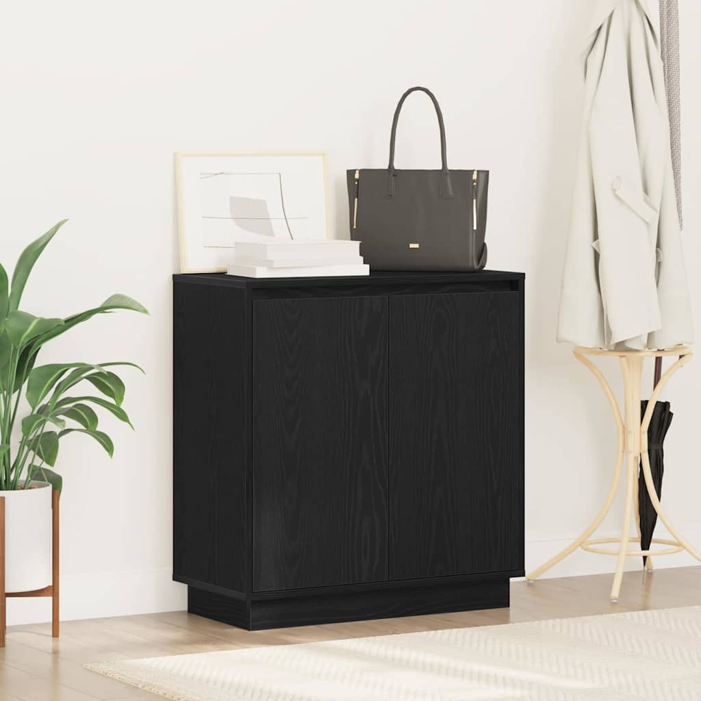 Sidebord med hylle Svart Eik 71 x 34,5 x 75 cm Konstruert tre