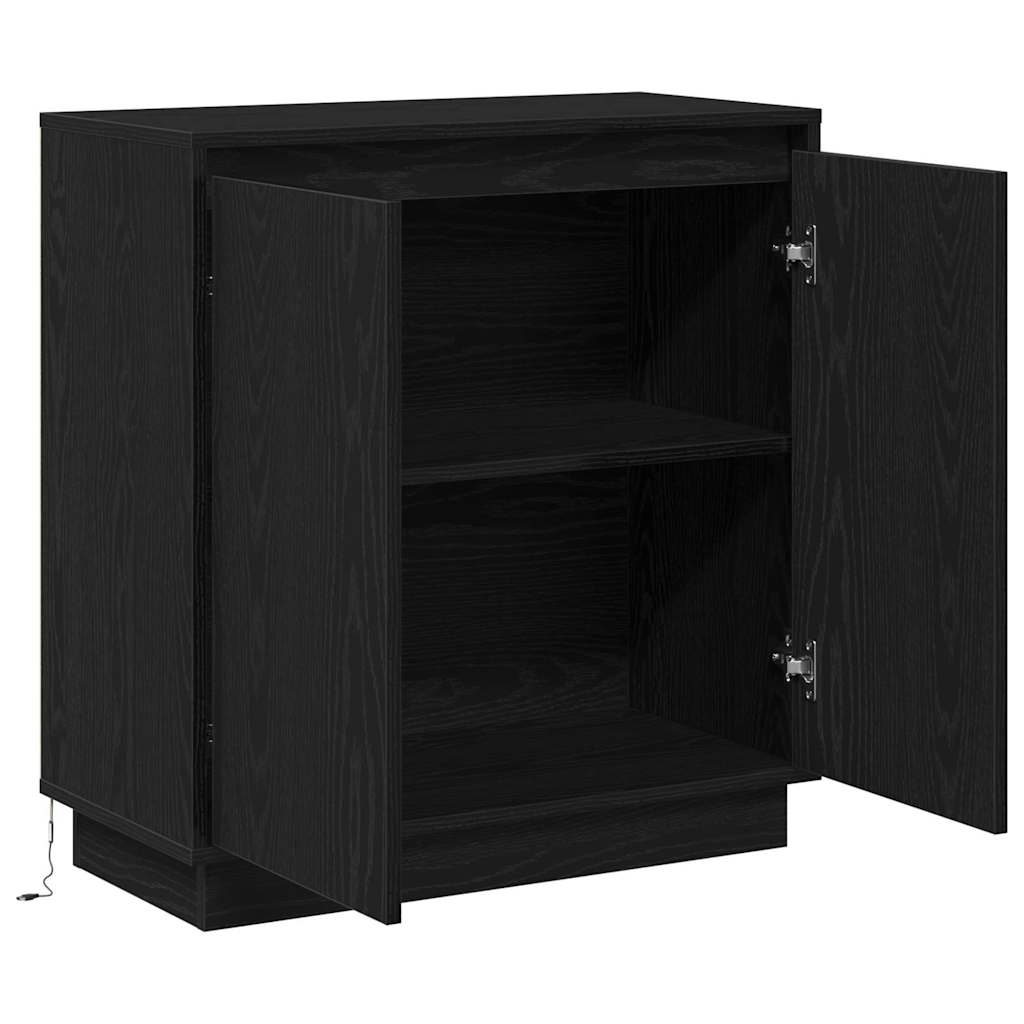 Sidebord med hylle Svart Eik 71 x 34,5 x 75 cm Konstruert tre