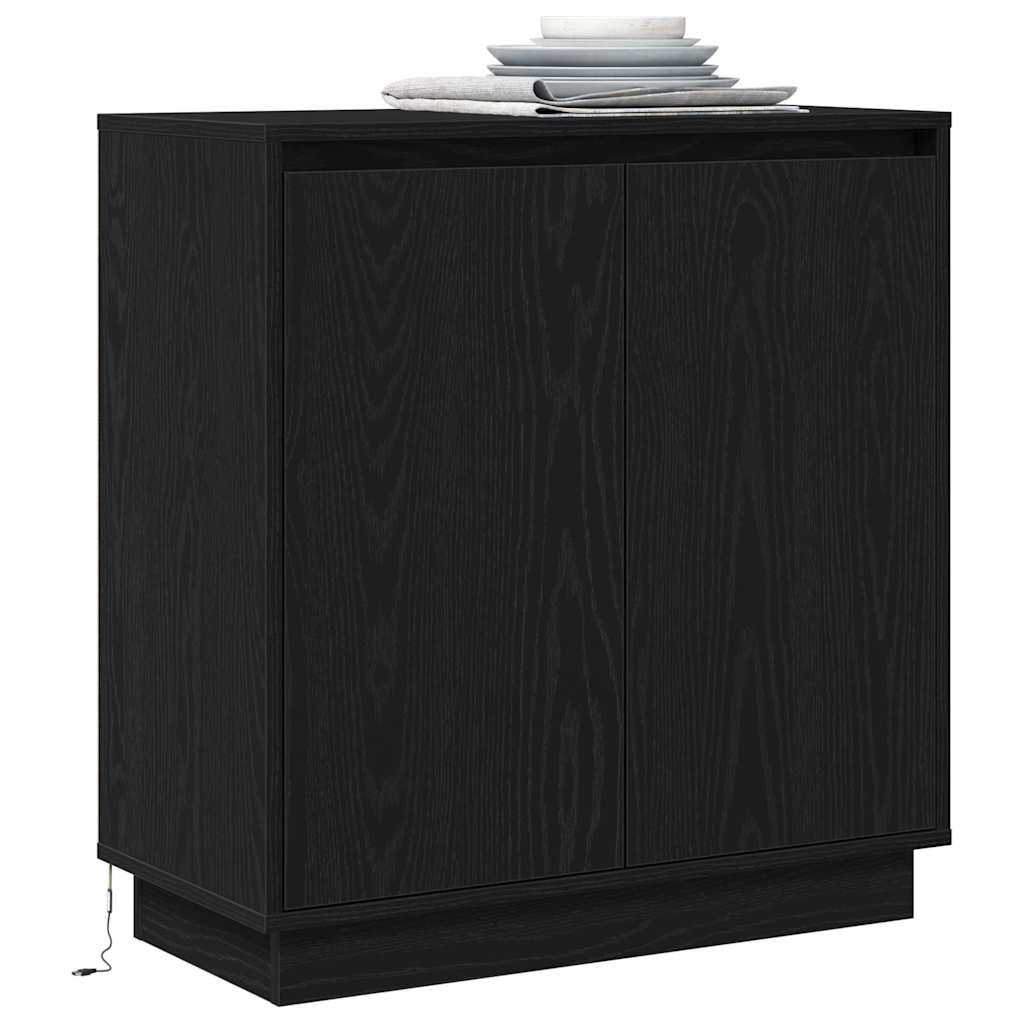 Sidebord med hylle Svart Eik 71 x 34,5 x 75 cm Konstruert tre