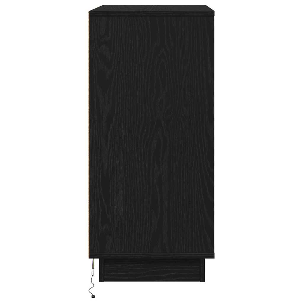 Sidebord med hylle Svart Eik 71 x 34,5 x 75 cm Konstruert tre