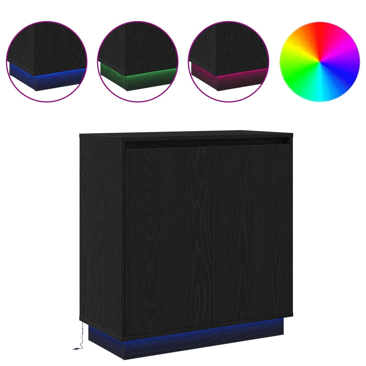 Sidebord med hylle Svart Eik 71 x 34,5 x 75 cm Konstruert tre