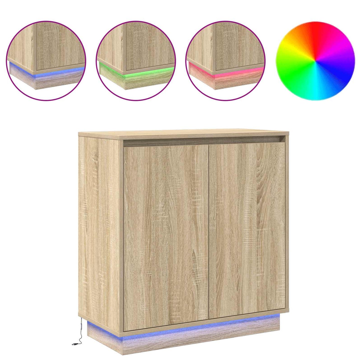 LED sideboard for Sonoma eik 71 x 34,5 x 75 cm Konstruert tre