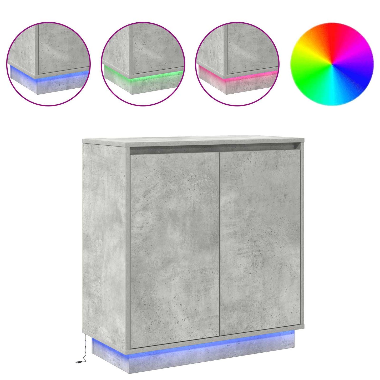 LED sideboard for Betonggrå 71 x 34,5 x 75 cm Konstruert tre