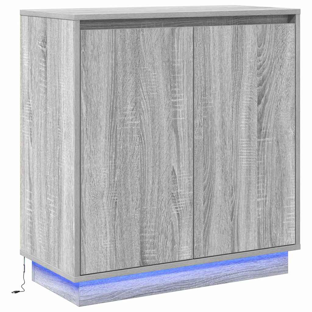 LED sideboard Grå Sonoma 71 x 34,5 x 75 cm Konstruert tre