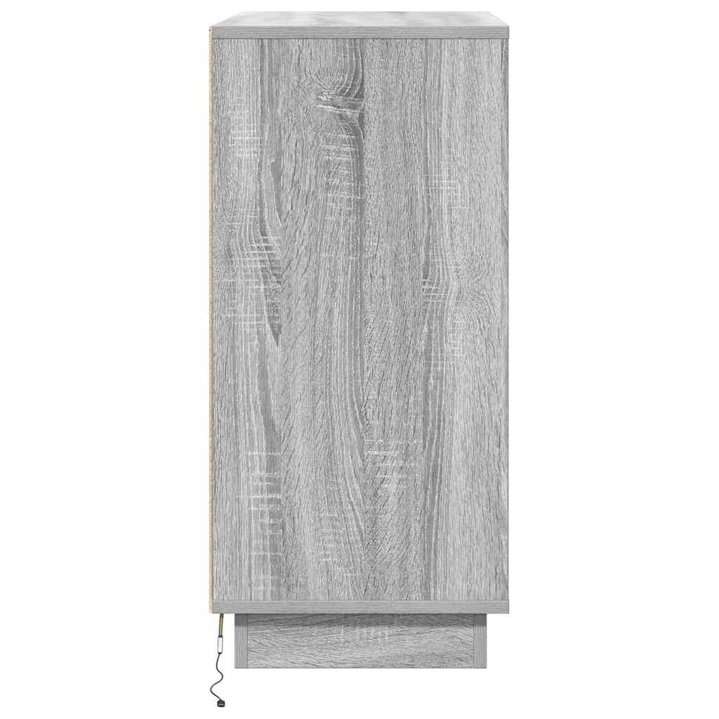 LED sideboard Grå Sonoma 71 x 34,5 x 75 cm Konstruert tre
