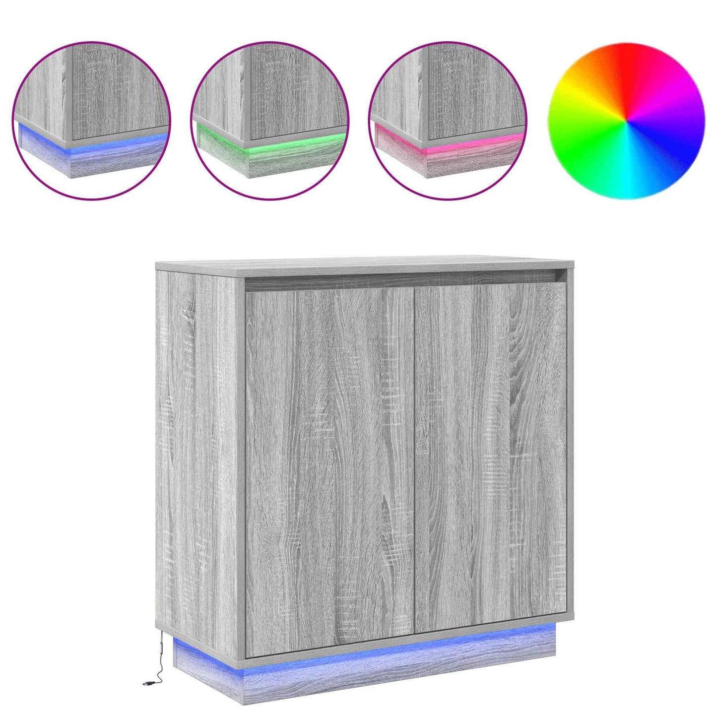 LED sideboard for Grå sonoma 71 x 34,5 x 75 cm Konstruert tre