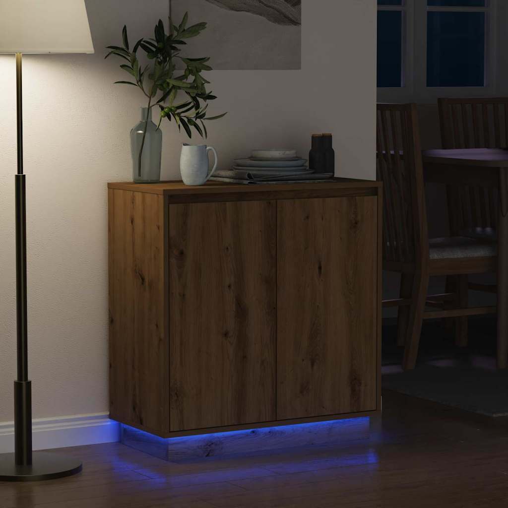 LED sideboard Artisan eik 71 x 34,5 x 75 cm Konstruert tre
