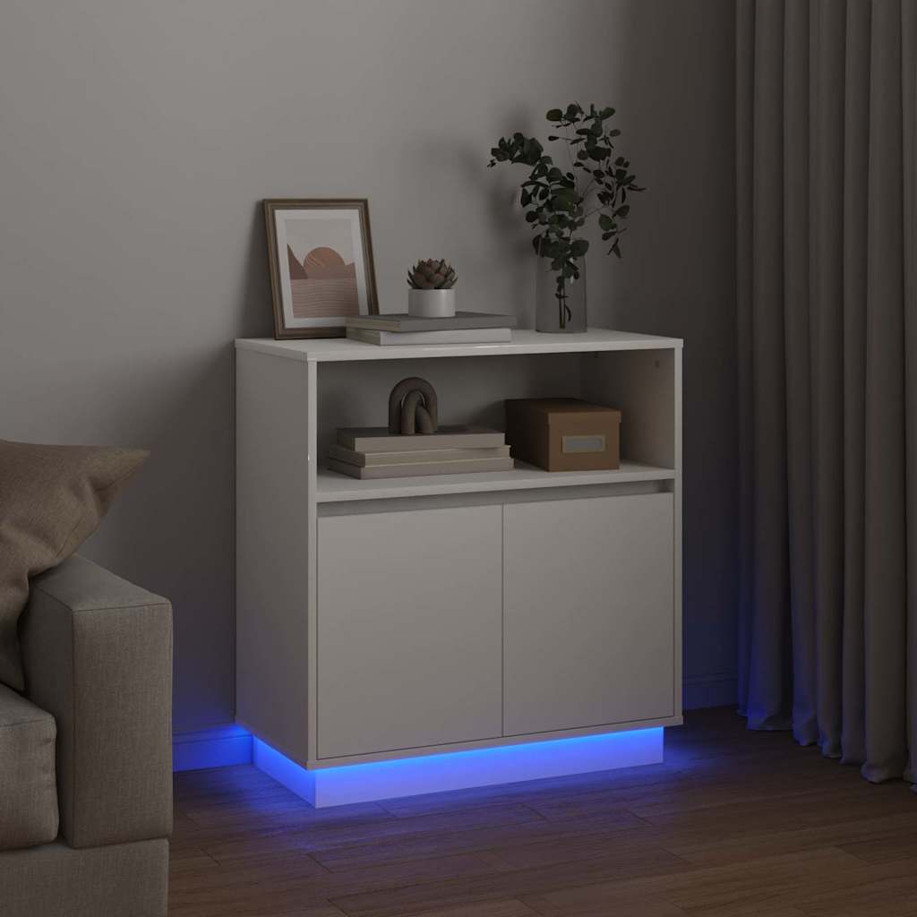 LED sideboard Hvit 71 x 34,5 x 75 cm Konstruert tre