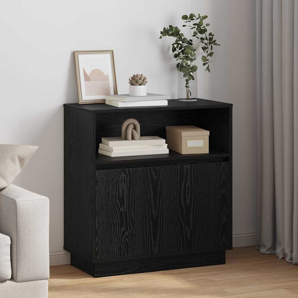 LED sideboard Svart Eik 71 x 34,5 x 75 cm Konstruert tre