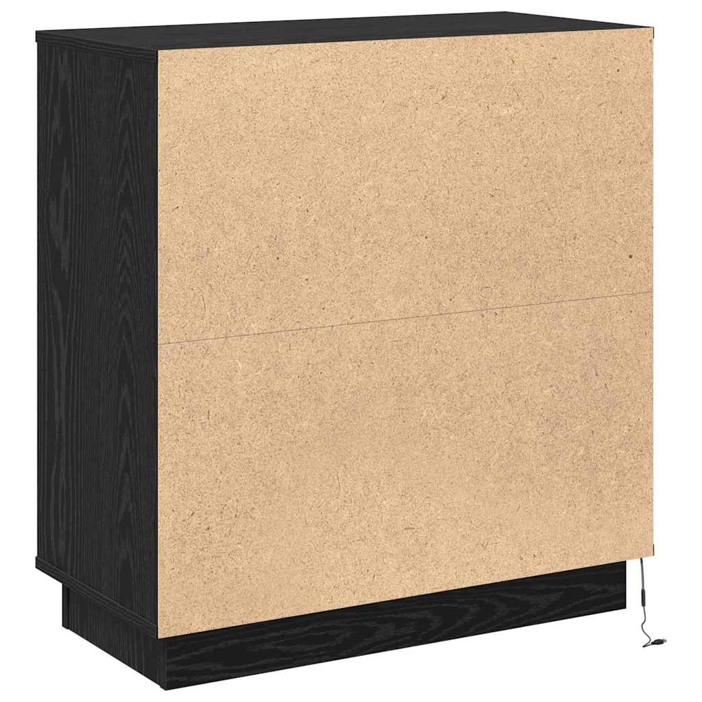 LED sideboard Svart Eik 71 x 34,5 x 75 cm Konstruert tre