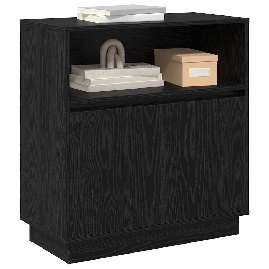 LED sideboard Svart Eik 71 x 34,5 x 75 cm Konstruert tre