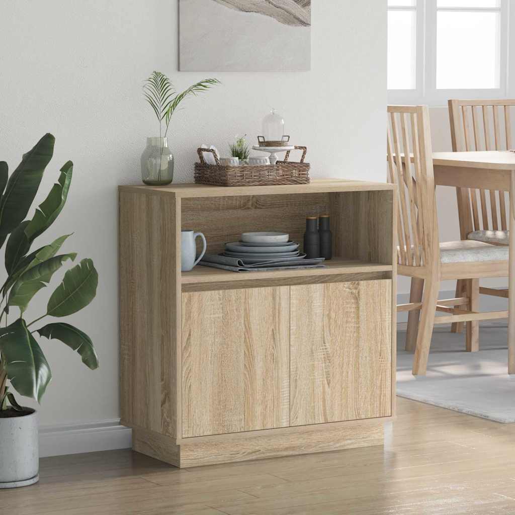 LED sideboard Sonoma eik 71 x 34,5 x 75 cm Konstruert tre