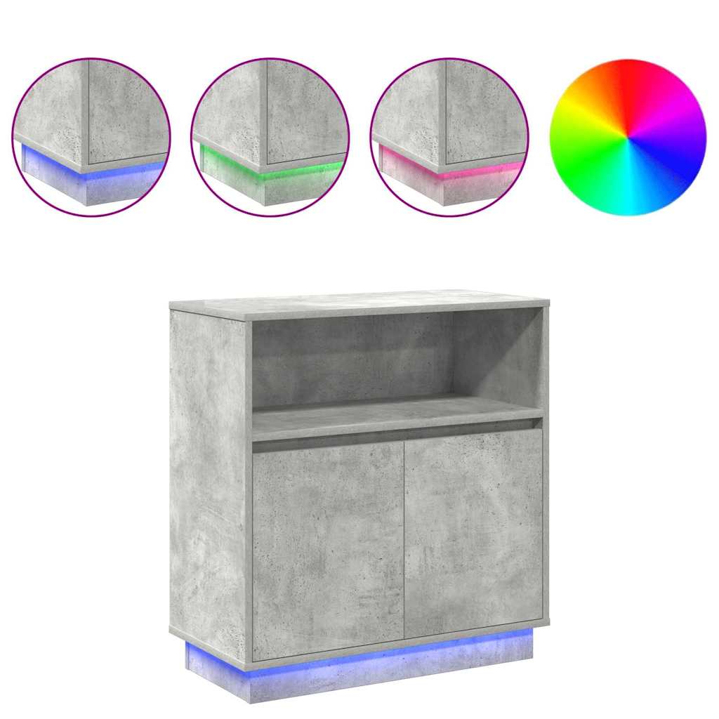 LED sideboard Betonggrå 71 x 34,5 x 75 cm Konstruert tre