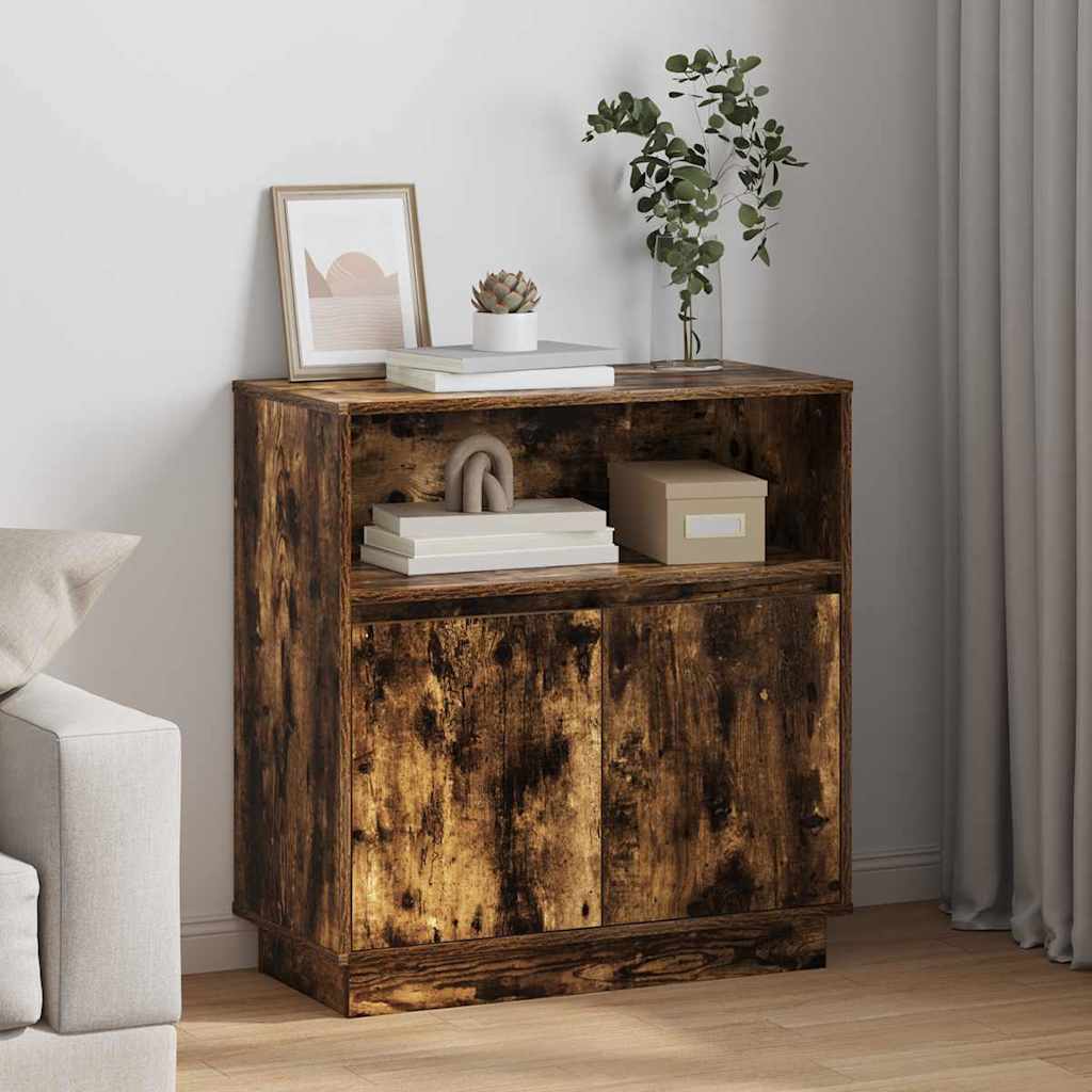LED sideboard Røkt eik 71 x 34,5 x 75 cm Konstruert tre