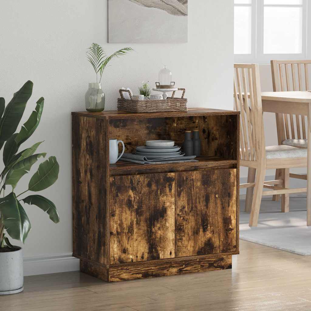 LED sideboard Røkt eik 71 x 34,5 x 75 cm Konstruert tre
