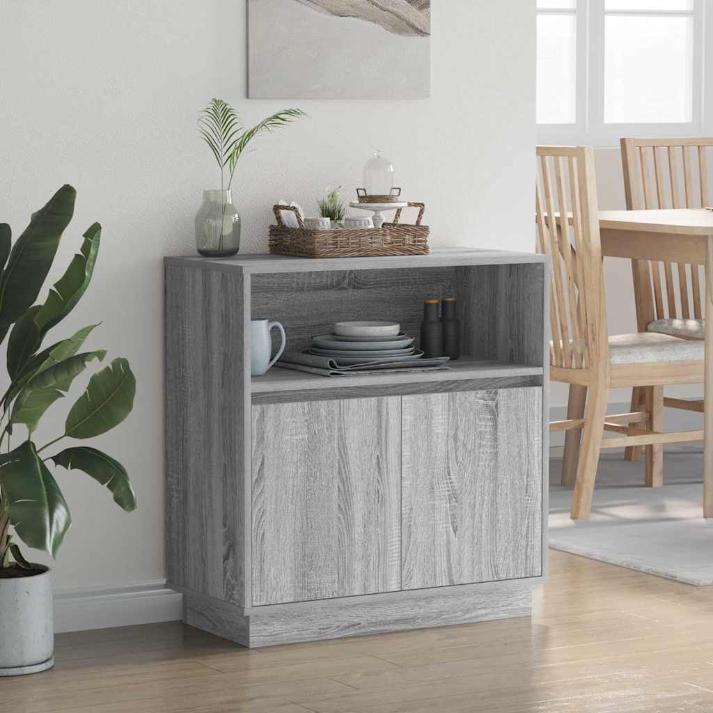 LED sideboard Grå Sonoma 71 x 34,5 x 75 cm Konstruert tre