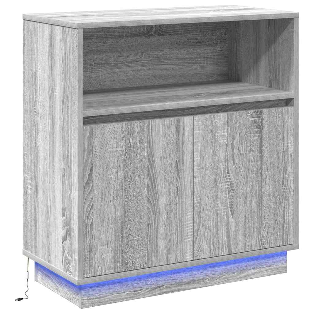 LED sideboard Grå Sonoma 71 x 34,5 x 75 cm Konstruert tre