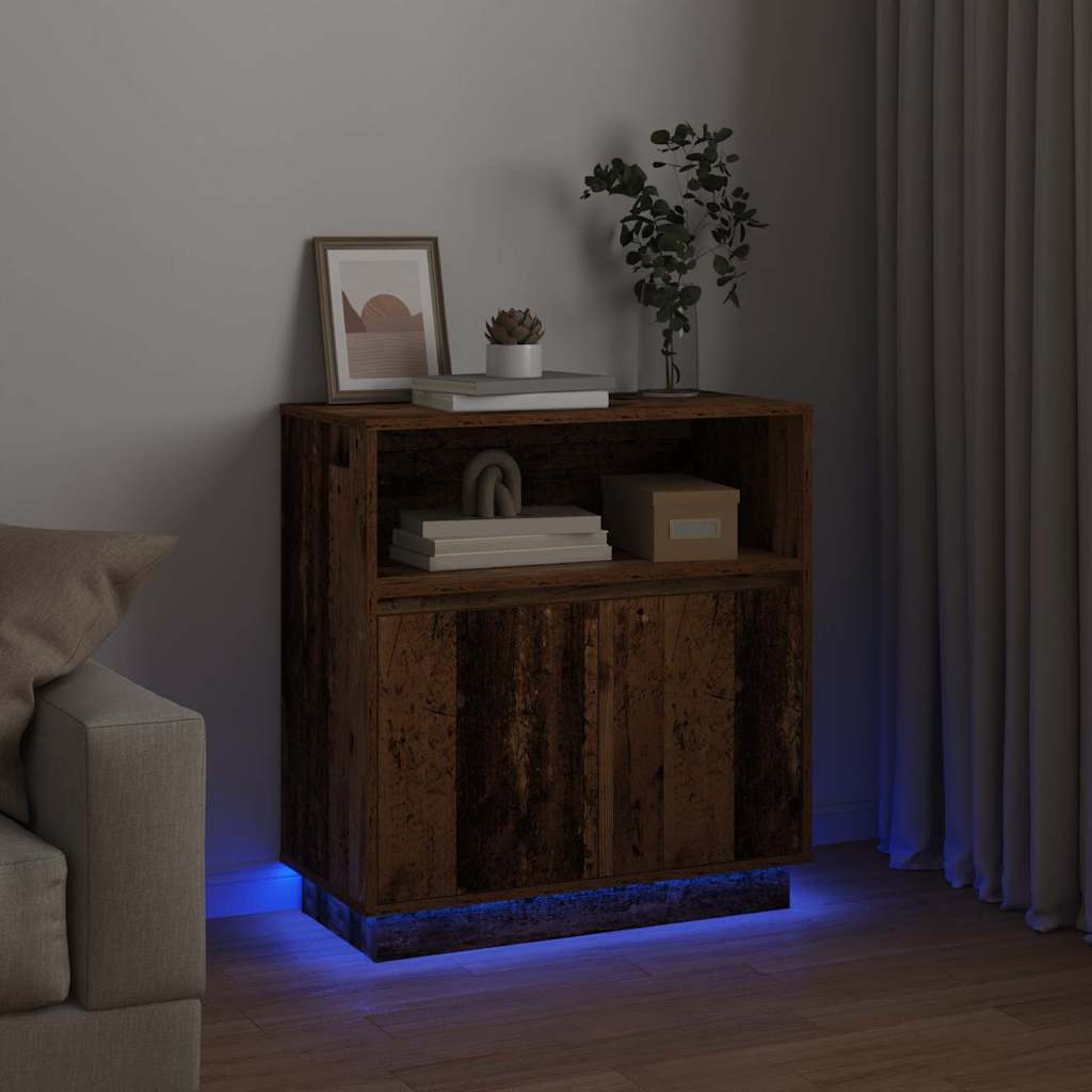 LED sideboard Gammelt tre 71 x 34,5 x 75 cm Konstruert tre