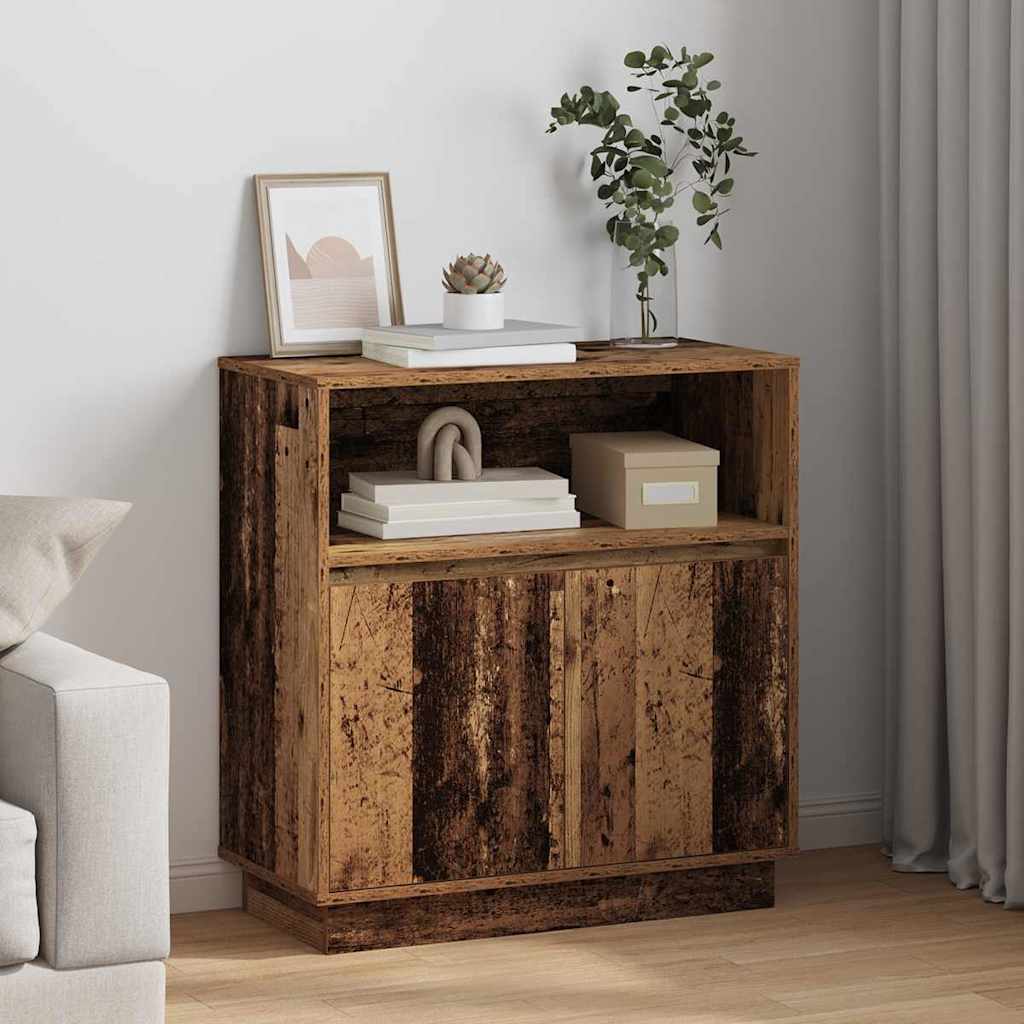 LED sideboard Gammelt tre 71 x 34,5 x 75 cm Konstruert tre