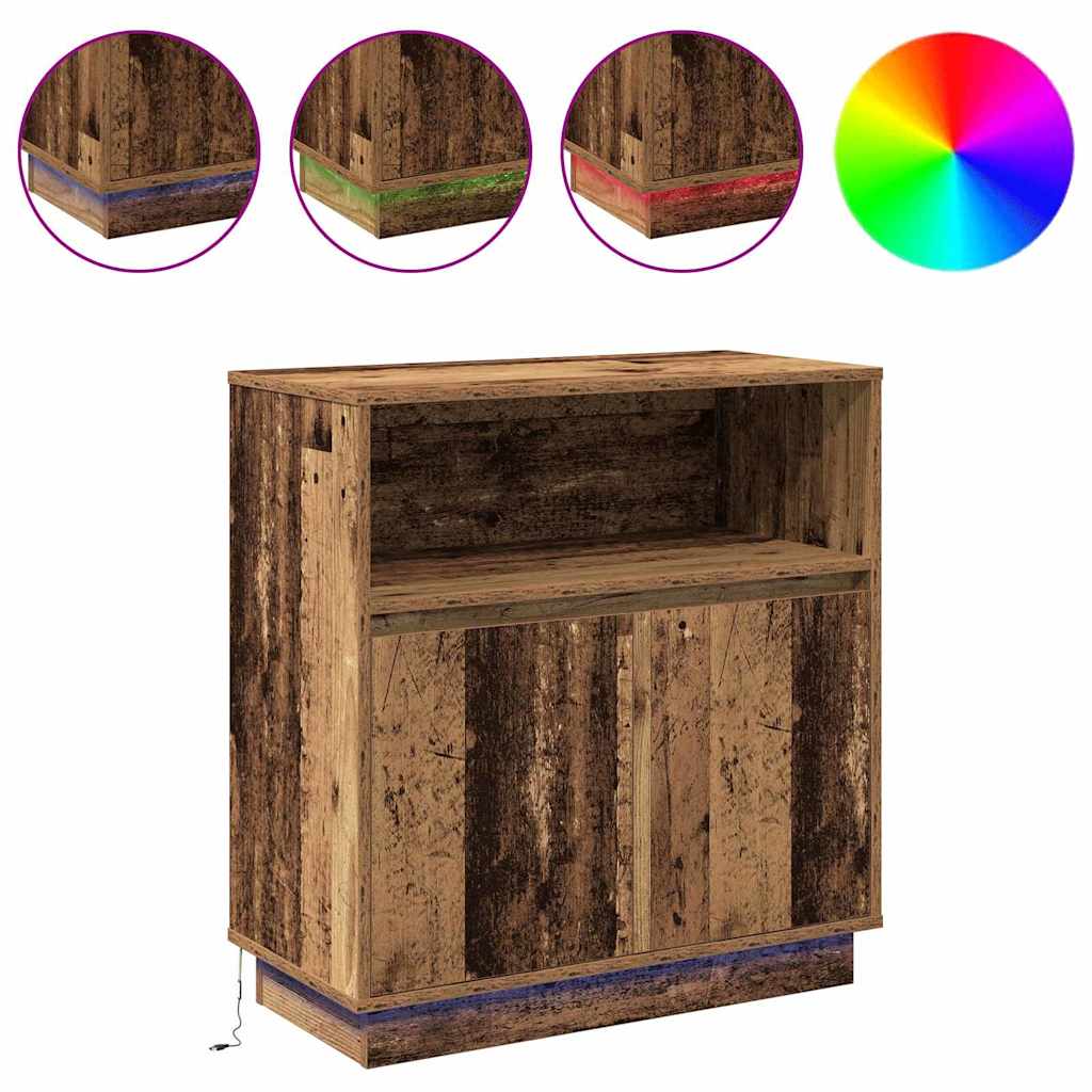 LED sideboard Gammelt tre 71 x 34,5 x 75 cm Konstruert tre