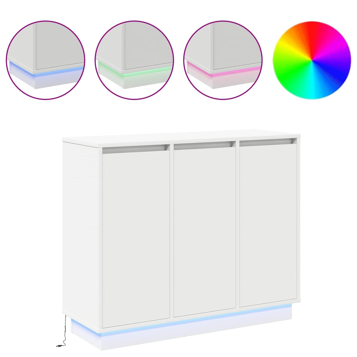 LED sideboard Hvit 90 x 32 x 75 cm Konstruert tre